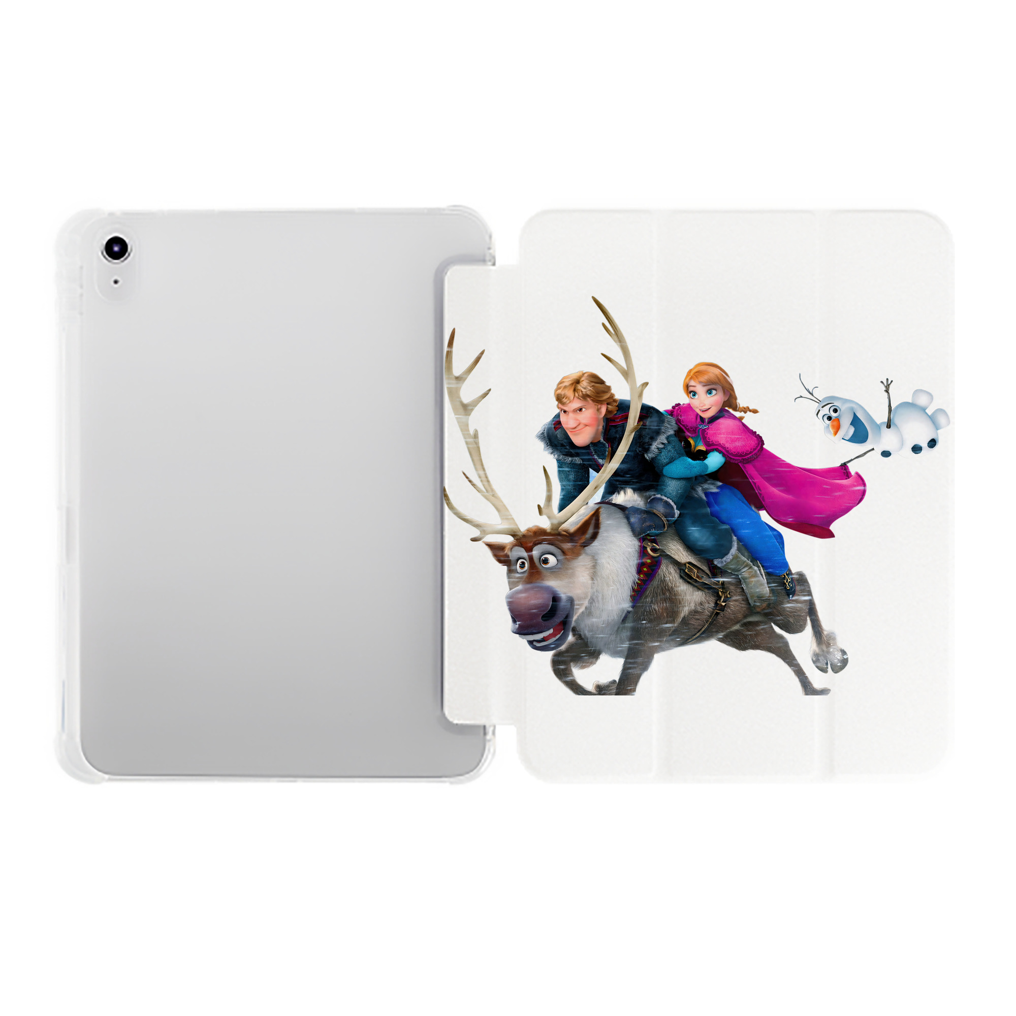 （画像用） アナと雪の女王 アンナ エルサ Frozen Anna Elsa IPad ケース ペン収納付き 三つ折りスタンド PUレザー×シリコン 対応機種9.5/10.5/10.9インチ